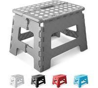 Keplin 9 Inch Heavy Duty Folding Step Stool Non-Slip Foldable Footstool - Grey