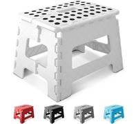 Keplin 9 Inch Heavy Duty Folding Step Stool Non-Slip Foldable Footstool - White