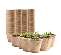 Keplin 96 Pack Round Biodegradable Fibre Seedling Pots for Plant Cultivation in Khaki Keplin Khaki