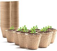 Keplin 96 Piece Round Biodegradable Organic Fibre Seedling Pots For Plant Cultivation Compostable Container