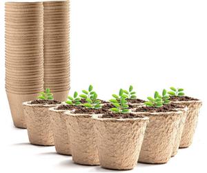 Keplin 96 Piece Round Biodegradable Organic Fibre Seedling Pots For Plant Cultivation Compostable Container