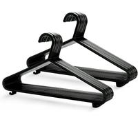 KEPLIN Adult Plastic Coat Hangers - 25pk, Strong Clothes Hangers for Clothes Rail & Closet, Clothing Hanger with Suit Pants Trouser Bar and Clips, Space Saving, 37.5 cm Wide