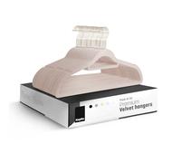 KEPLIN Adult Size Velvet Hangers, Non-Slip & Tie Bar - Blush Pink, 30 Pack | 360° swivel hook, holds up to 4.5kg, space-saving, non-slip velvet, ideal for suits, jackets & coats
