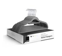 KEPLIN Adult Size Velvet Hangers, Non-Slip & Tie Bar - Grey, 20 Pack | 360° swivel hook, holds up to 4.5kg, space-saving, non-slip velvet, ideal for suits, jackets & coats