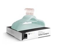 KEPLIN Adult Size Velvet Hangers, Non-Slip & Tie Bar - Mint Green, 20 Pack | 360° swivel hook, holds up to 4.5kg, space-saving, non-slip velvet, ideal for suits, jackets & coats