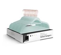 KEPLIN Adult Size Velvet Hangers, Non-Slip & Tie Bar - Mint Green, 50 Pack | 360° swivel hook, holds up to 4.5kg, space-saving, non-slip velvet, ideal for suits, jackets & coats