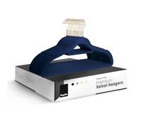 KEPLIN Adult Size Velvet Hangers, Non-Slip & Tie Bar - Navy Blue, 20 Pack | 360° swivel hook, holds up to 4.5kg, space-saving, non-slip velvet, ideal for suits, jackets & coats