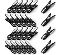 KEPLIN Clothes Pegs for Washing Line - 24 Pack (Black), Washing Line Pegs with Metal Spring for Strong Grip, Designed to Avoid Marks, UV Resistant Plastic for Indoor & Outdoor