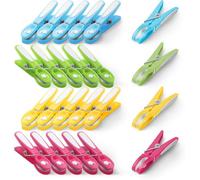 KEPLIN Clothes Pegs for Washing Line - 24 Pack (Multicolour), Metal Spring for Strong Grip, Designed to Avoid Marks, UV Resistant Plastic for Indoor & Outdoor
