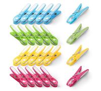 KEPLIN Clothes Pegs for Washing Line - 24 Pack (Multicolour), Metal Spring for Strong Grip, Designed to Avoid Marks, UV Resistant Plastic for Indoor & Outdoor