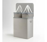 Keplin Collapsible Double Laundry Basket with Lid & Removable Liner - 150L in Grey Keplin Grey