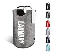 KEPLIN Collapsible Large Laundry Basket - Gradient Grey, 82 L | Foldable Hamper Basket | Easy to Carry Washing Baskets for Laundry | Clothes Hamper for Kids Bedroom, Bathroom, Nursery, Utility Room