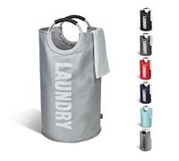 KEPLIN Collapsible Large Laundry Basket - Grey, 82 L | Foldable Hamper Basket | Easy to Carry Washing Bag for Laundry | Clothes Hamper for Kids Bedroom, Bathroom, Nursery, Utility Room