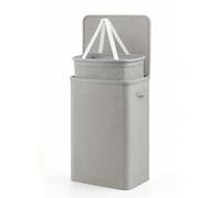 Keplin Collapsible Single Laundry Basket with Lid & Removable Liner - 90L Single-Compartment Clothes Sorter, Laundry Hamper with Handles, Easy Assembly, Stylish Storage for Home, 42x32x67cm, Grey
