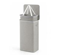 Keplin Collapsible Slim Laundry Basket with Lid & Removable Liner - 55L Space-Saving Clothes Sorter, Fabric Laundry Hamper with Handles, Easy Assembly, Stylish Storage for Home, 39x22x67cm, Grey