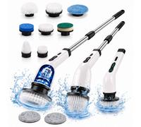 Keplin Cordless Electric Spin Scrubber, 9-In-1 Grout Cleaner Brush Set, 9 Heads, Ipx5 Waterproof, Usb-C, Telescopic Pole