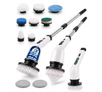 Keplin Cordless Electric Spin Scrubber, 9-in-1 Grout & Scrubbing Brush Set | 9 brush heads, IPX5 waterproof, USB-C rechargeable, telescopic pole, bathroom & kitchen use