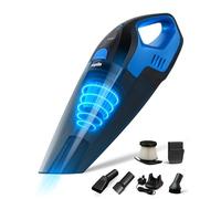 KEPLIN Cordless Handheld Vacuum Cleaner, Wet & Dry Use, 25-30 Min Runtime, LED Lights and Wall Mount - 0.5L Dust Bin, Portable Mini Vacuum for Car, Home & Pet Hair - 50W Power