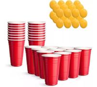 Keplin Cup Toss Game 36 Reusable Plastic Cups Balls Set Versatile & Durable in Red Keplin Red