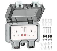 Keplin Desiretech Outdoor Double Switched Socket - Ip66 Waterproof & Dustproof Socket - 2 Gang Plug With Led Indicators