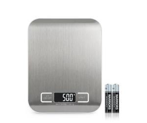 KEPLIN Digital Kitchen Scale, High-Precision Stainless Steel, 10kg, Silver | 1g accuracy, 4 unit modes g/oz/lb/ml, auto shut-off, anti-slip base, cooking & baking food scale, batteries included
