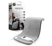 Keplin Electric Heating Pad for Back & Shoulder - 60x30cm -Super Cosy Flannel, 9 Heat Settings & Overheat Protection, 3 Timer Modes (30/60/90 mins), Washable Cover & Remote Display - Grey (Small)