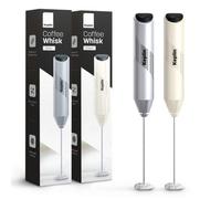 Keplin Electric Milk Frother Handheld, Electric Milk Foam Maker, Cream/silver, 2 Pack