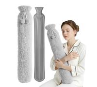 Keplin Extra Long 2L Hot Water Bottle with Super Soft Fleece Cover in Grey Keplin Grey
