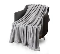 KEPLIN Flannel Blanket Large Bedspread - 130 x 150 cm | Soft Fluffy Warm Light Microfiber Fabric Design for Duvet Cover Quilt Rug | Perfect for Adults or Children's Gifts (Silver Grey, Single)
