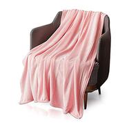 KEPLIN Flannel Blanket Large Throw Bedspread - 200 x 240 cm | Soft Fluffy Warm Light Microfiber Fabric Design for Duvet Cover Quilt Rug | Perfect for Adults or Children's Gifts (Peach Blush, Double)