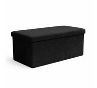 Keplin Folding Teddy Storage Ottoman - 90L (76 x 38 x 38cm) in Black | Size: 76 x 38 x 38 cm Keplin Black 76 x 38 x 38 cm