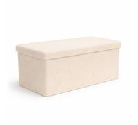 Keplin Folding Teddy Storage Ottoman - 90L (76 x 38 x 38cm) in Cream | Size: 76 x 38 x 38 cm Keplin Cream 76 x 38 x 38 cm