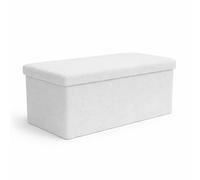 Keplin Folding Teddy Storage Ottoman - 90L (76 x 38 x 38cm) in White | Size: 76 x 38 x 38 cm Keplin White 76 x 38 x 38 cm