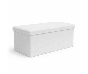 Keplin Folding Teddy Storage Ottoman - 90L (76 x 38 x 38cm) in White | Size: 76 x 38 x 38 cm Keplin White 76 x 38 x 38 cm