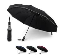 KEPLIN Folding Travel Umbrella Compact, Automatic Open & Close Handle, Windproof Strong, Golf 10 Ribs, Slim Strong, Lightweight Folding, Compact Windproof Umbrella