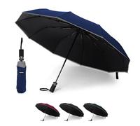 KEPLIN Folding Travel Umbrella Compact with Case (Navy), Auto Open & Close Handle, Windproof Strong, Golf 10 Ribs, Folding, Compact Windproof Umbrella