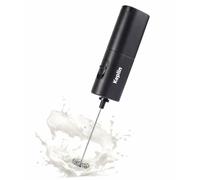 Keplin Handheld Milk Frother - Battery Operated Coffee Whisk Foamer, Black | 304 stainless steel whisk, matt-finish abs body, low-decibel motor, self-cleaning, portable, for lattes, matcha & shakes