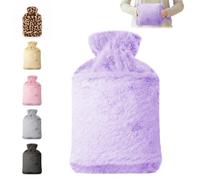 KEPLIN Hot Water Bottle 2L with Soft Faux Fur Cover, Leakproof Natural Rubber, Long Lasting Warmth for Neck, Back & Hands, Fluffy Cosy Design for Men & Women, Winter Comfort - Liliac