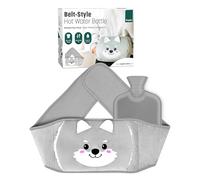 KEPLIN Hot Water Bottle Belt with Plush Waist Cover - 2L Premium Natural Rubber Hot Water Bag for Cramps & Muscle Relaxation - Safe, Durable, Long-Lasting Heat Therapy - Grey Wolf