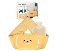 KEPLIN Hot Water Bottle Belt with Plush Waist Cover - 2L Premium Natural Rubber Hot Water Bag for Cramps & Muscle Relaxation - Safe, Durable, Long-Lasting Heat Therapy - Cream Lama