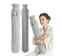 Keplin Hot Water Bottle Extra Long With Super Soft Fleece, Grey