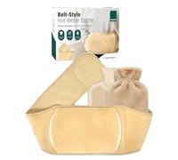 KEPLIN Hot Water Bottle with Plush Waist Cover - 2L Premium Natural Rubber Hot Water Bag for Cramps & Muscle Relaxation - Safe, Durable, Long-Lasting Heat Therapy - Cream