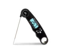 Keplin Instant Read Meat Thermometer, Waterproof, Foldable Probe, Black | Waterproof & foldable probe, magnetic back, backlit LCD, auto on/off, ±1°C accuracy, °F/°C switch, BBQ & kitchen use