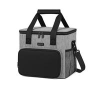KEPLIN Insulated Cooler Bag 16L Waterproof & Leak Resistant with Shoulder Strap, Side & Front Pockets Portable Lunch Box for Picnic, Camping, Beach, Travel & BBQ, Outdoor Use, (30 x 23 x 23 cm), Grey