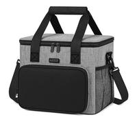 KEPLIN Insulated Cooler Bag - Waterproof & Leak Resistant with Shoulder Strap, Side & Front Pockets - Bottle Opener and Freezer Block, Camping, Beach, BBQ- Large Capacity & Durable (Grey) (16l)