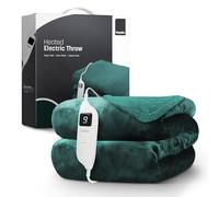 KEPLIN Large Electric Heated Throw Blanket, Electric Blanket Throw for Bedspread with 9 Heat Settings & Timer, Machine Washable Fleece Wool Duvet Overblanket 160x130cm Sherpa