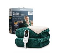 KEPLIN Large Electric Heated Throw Blanket, Emerald Green Flannel & Sherpa | 9 heat settings, timer, reversible flannel & sherpa, 160x130cm, machine washable. Emerald Green.