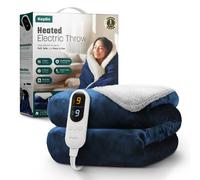 Keplin Large Electric Heated Throw Blanket, Fleece Wool Duvet, 9 Heat Setting in Navy Keplin Navy
