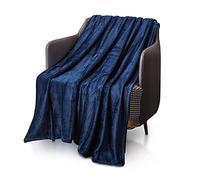 KEPLIN Luxury Flannel Blanket - Large Throw Bedspread - Soft, Cosy & Plush Microfiber Design for Duvet Covers & Quilts - Ideal for Adults & Kids Bedroom & Home - Double (150x230cm) - Navy