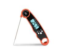 Keplin Meat Thermometer - Instant Read Food Thermometer with Backlight LCD, Foldable Design, Auto Turn Off, Magnet, Fast 3-Second Response, Temperature Range 0-150°C, Includes Bottle Opener-Orange